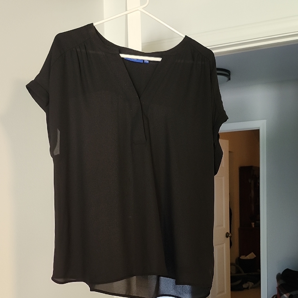 Apt. 9 Black Cap Sleeve Relaxed Blouse